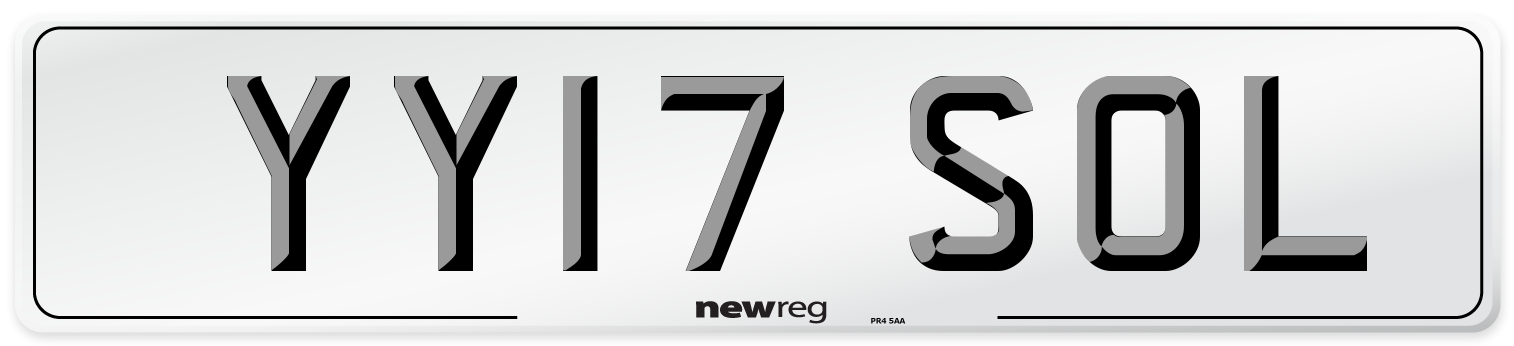 YY17 SOL Number Plate from New Reg